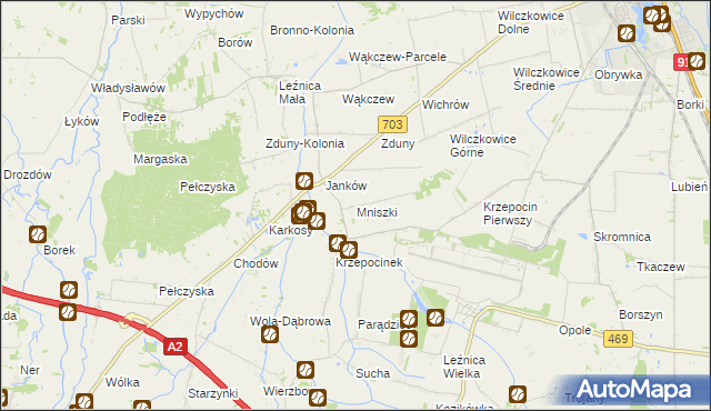 mapa Mniszki gmina Łęczyca, Mniszki gmina Łęczyca na mapie Targeo