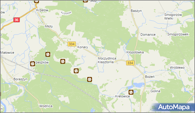 mapa Moczydlnica Klasztorna, Moczydlnica Klasztorna na mapie Targeo