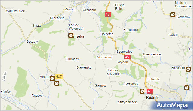 mapa Modzurów, Modzurów na mapie Targeo