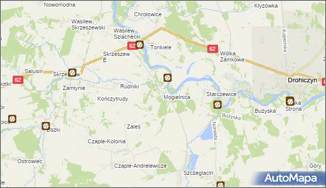 mapa Mogielnica gmina Korczew, Mogielnica gmina Korczew na mapie Targeo