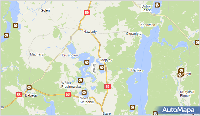 mapa Mojtyny gmina Piecki, Mojtyny gmina Piecki na mapie Targeo