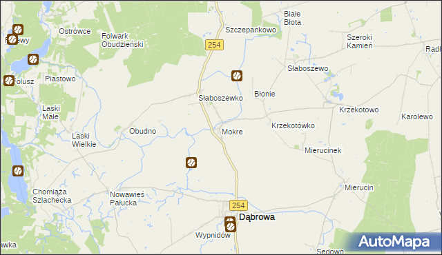 mapa Mokre gmina Dąbrowa, Mokre gmina Dąbrowa na mapie Targeo