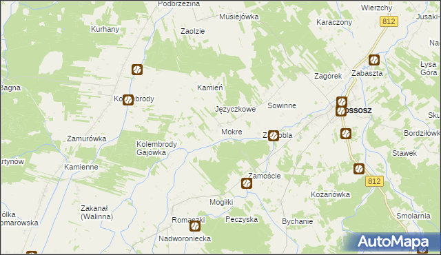 mapa Mokre gmina Rossosz, Mokre gmina Rossosz na mapie Targeo