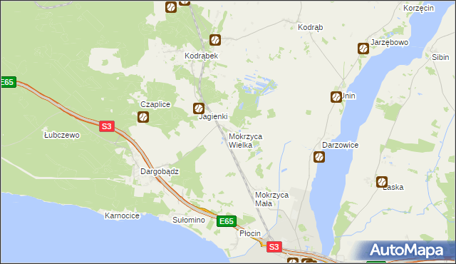 mapa Mokrzyca Wielka, Mokrzyca Wielka na mapie Targeo