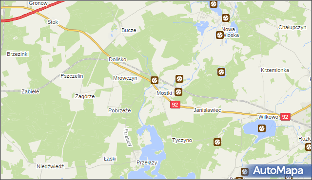 mapa Mostki gmina Lubrza, Mostki gmina Lubrza na mapie Targeo
