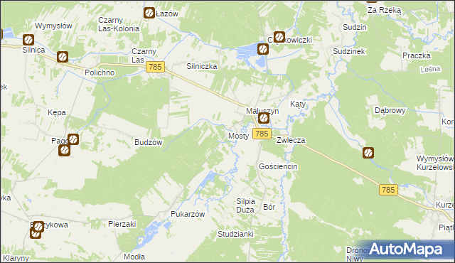 mapa Mosty gmina Żytno, Mosty gmina Żytno na mapie Targeo