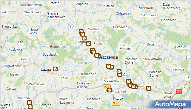 mapa Moszczenica powiat gorlicki, Moszczenica powiat gorlicki na mapie Targeo