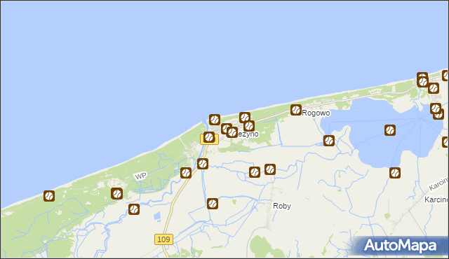 mapa Mrzeżyno, Mrzeżyno na mapie Targeo