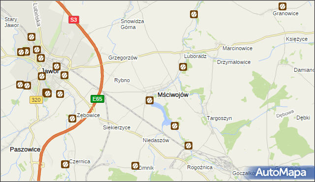 mapa Mściwojów, Mściwojów na mapie Targeo