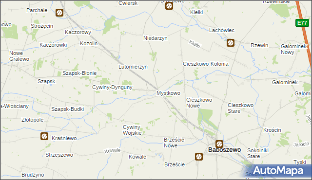 mapa Mystkowo, Mystkowo na mapie Targeo