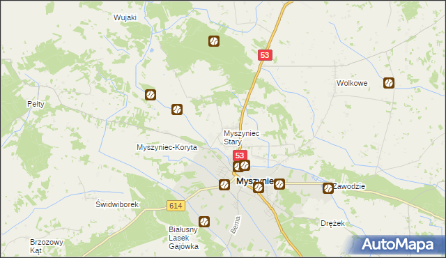 mapa Myszyniec Stary, Myszyniec Stary na mapie Targeo