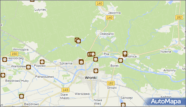mapa Nadolnik gmina Wronki, Nadolnik gmina Wronki na mapie Targeo