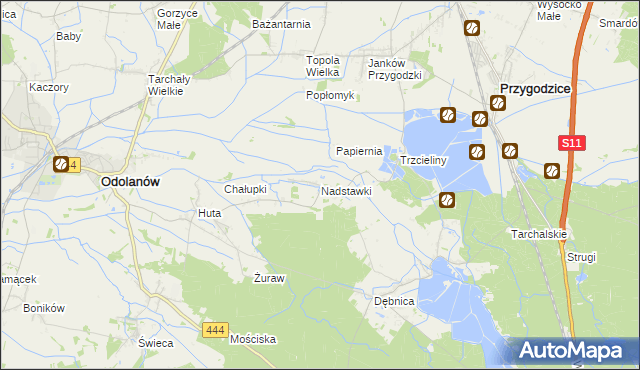 mapa Nadstawki, Nadstawki na mapie Targeo