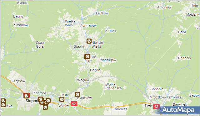 mapa Nadziejów gmina Stąporków, Nadziejów gmina Stąporków na mapie Targeo