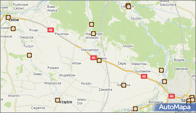 mapa Nakło gmina Lelów, Nakło gmina Lelów na mapie Targeo