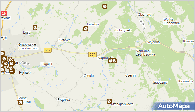 mapa Napromek, Napromek na mapie Targeo