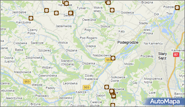 mapa Naszacowice, Naszacowice na mapie Targeo