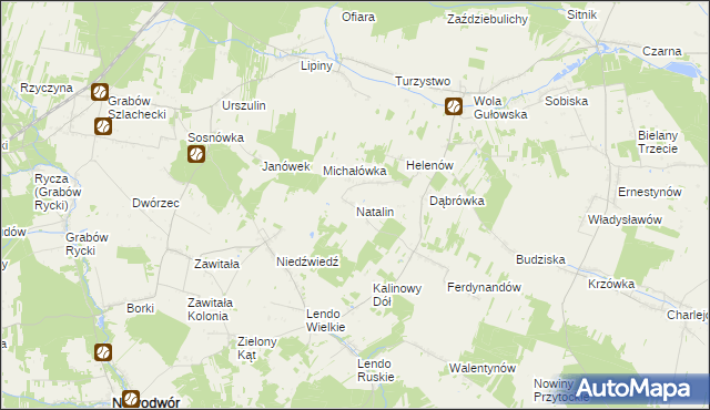 mapa Natalin gmina Adamów, Natalin gmina Adamów na mapie Targeo