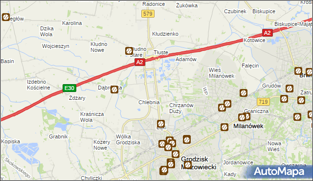 mapa Natolin gmina Grodzisk Mazowiecki, Natolin gmina Grodzisk Mazowiecki na mapie Targeo