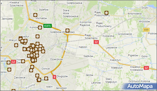 mapa Natolin gmina Jedlnia-Letnisko, Natolin gmina Jedlnia-Letnisko na mapie Targeo