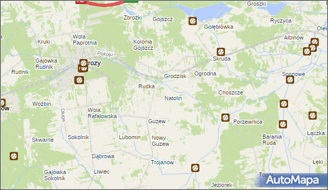 mapa Natolin gmina Mrozy, Natolin gmina Mrozy na mapie Targeo
