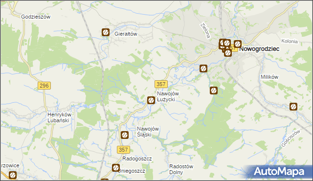 mapa Nawojów Łużycki, Nawojów Łużycki na mapie Targeo