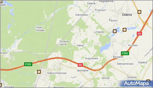 mapa Nekla gmina Dobrcz, Nekla gmina Dobrcz na mapie Targeo