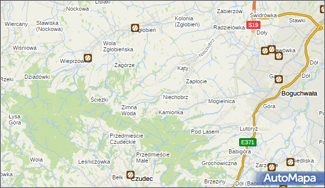 mapa Niechobrz, Niechobrz na mapie Targeo