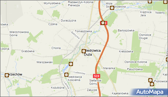 mapa Niedrzwica Duża, Niedrzwica Duża na mapie Targeo