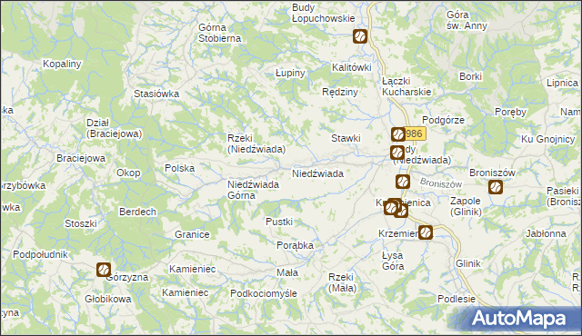 mapa Niedźwiada gmina Ropczyce, Niedźwiada gmina Ropczyce na mapie Targeo