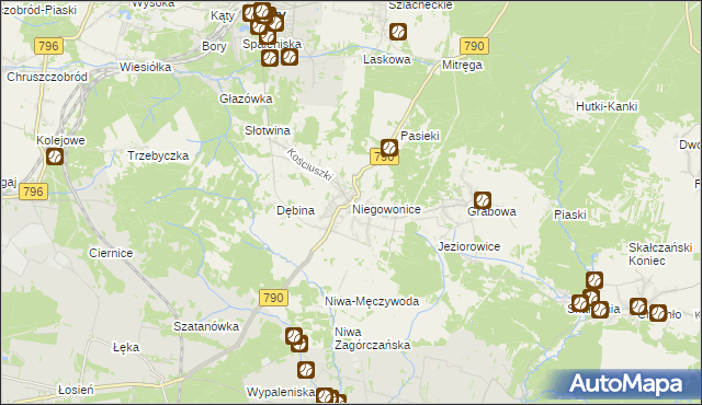 mapa Niegowonice, Niegowonice na mapie Targeo