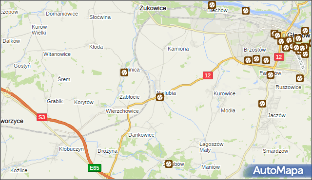 mapa Nielubia, Nielubia na mapie Targeo