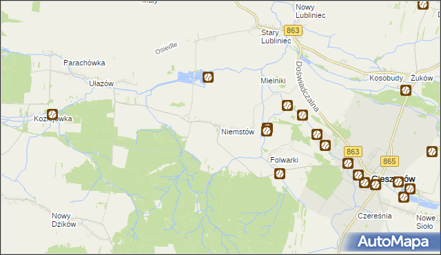 mapa Niemstów gmina Cieszanów, Niemstów gmina Cieszanów na mapie Targeo