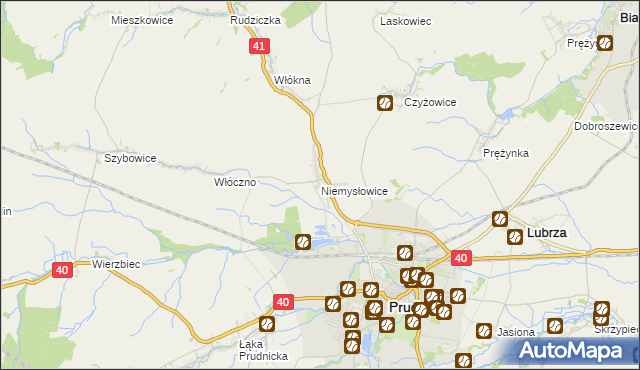 mapa Niemysłowice, Niemysłowice na mapie Targeo