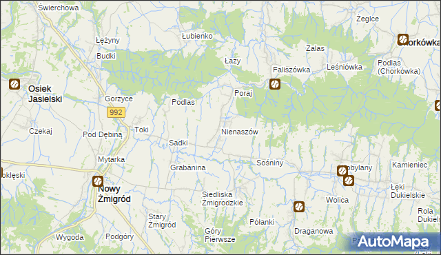 mapa Nienaszów, Nienaszów na mapie Targeo