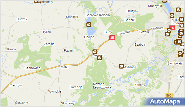 mapa Niewierz gmina Brodnica, Niewierz gmina Brodnica na mapie Targeo