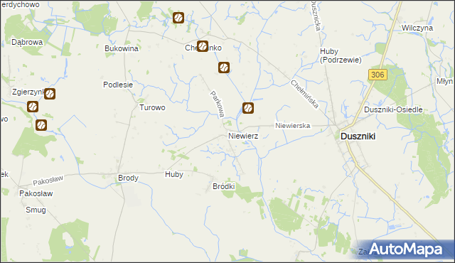 mapa Niewierz gmina Duszniki, Niewierz gmina Duszniki na mapie Targeo