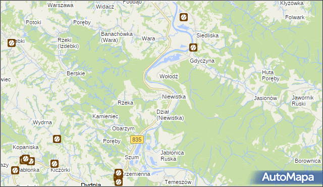 mapa Niewistka, Niewistka na mapie Targeo