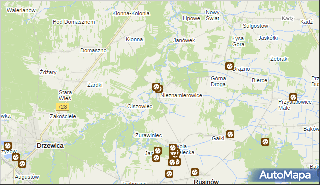 mapa Nieznamierowice, Nieznamierowice na mapie Targeo