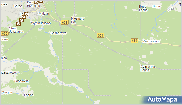 mapa Nieznany Bór, Nieznany Bór na mapie Targeo