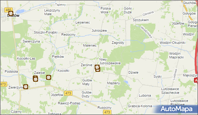 mapa Niwy Jutroszewskie, Niwy Jutroszewskie na mapie Targeo