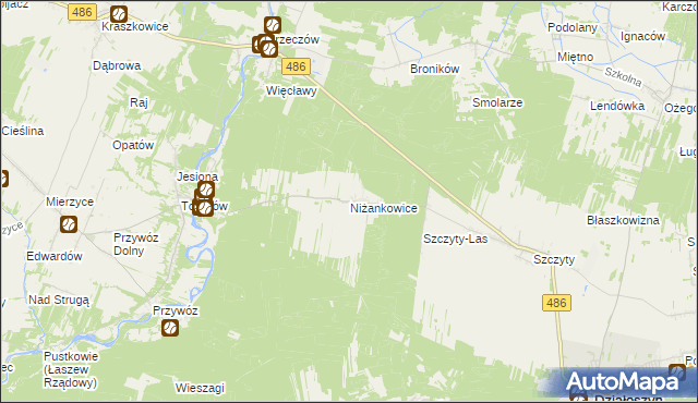 mapa Niżankowice, Niżankowice na mapie Targeo