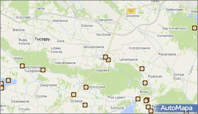 mapa Niziny gmina Tuczępy, Niziny gmina Tuczępy na mapie Targeo