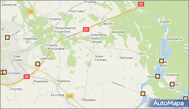 mapa Nowa Cerkiew gmina Chojnice, Nowa Cerkiew gmina Chojnice na mapie Targeo