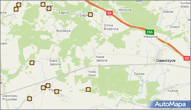 mapa Nowa Jabłona, Nowa Jabłona na mapie Targeo