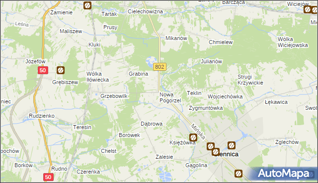 mapa Nowa Pogorzel, Nowa Pogorzel na mapie Targeo