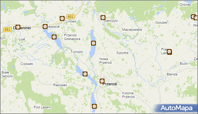 mapa Nowa Przerośl, Nowa Przerośl na mapie Targeo