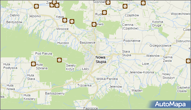 mapa Nowa Słupia, Nowa Słupia na mapie Targeo