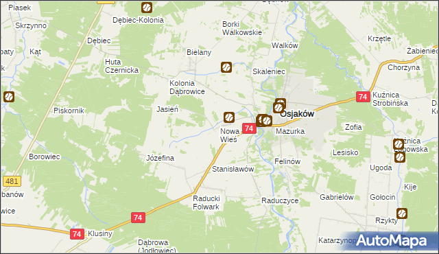 mapa Nowa Wieś gmina Osjaków, Nowa Wieś gmina Osjaków na mapie Targeo