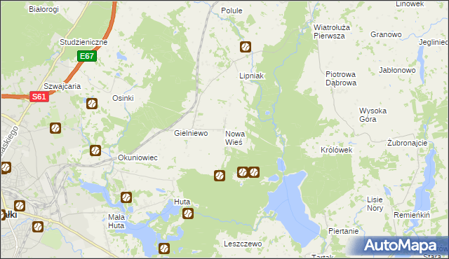 mapa Nowa Wieś gmina Suwałki, Nowa Wieś gmina Suwałki na mapie Targeo